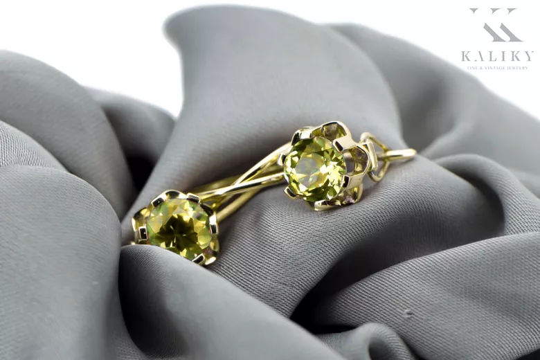  Žltý peridot 14k žlté zlato Vintage vec019y